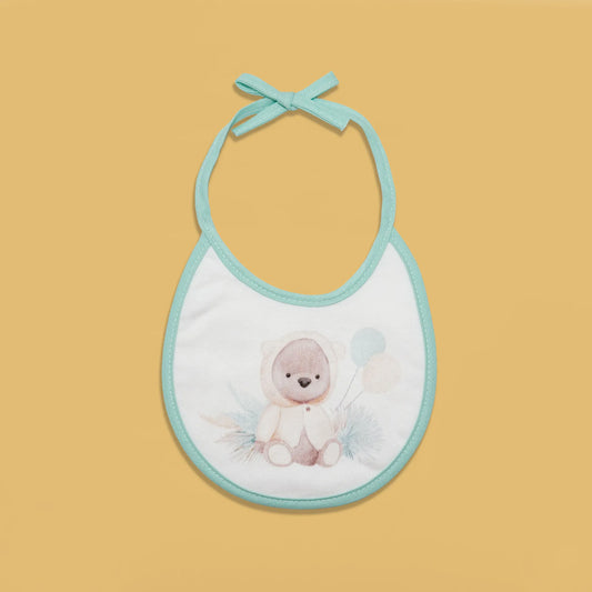Babero con motivo de osito con capucha verde