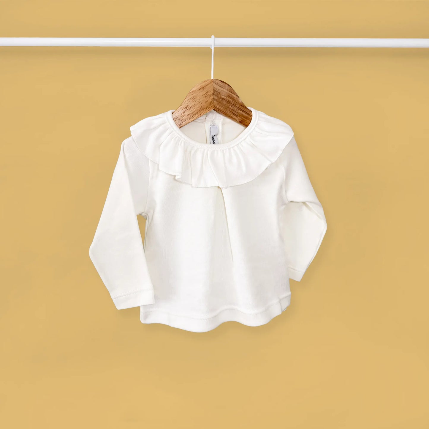 Camisa de niña con volante en el cuello y pliegue delantero perla