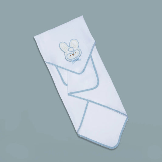 Paño para eructar con motivo de conejo en relieve azul