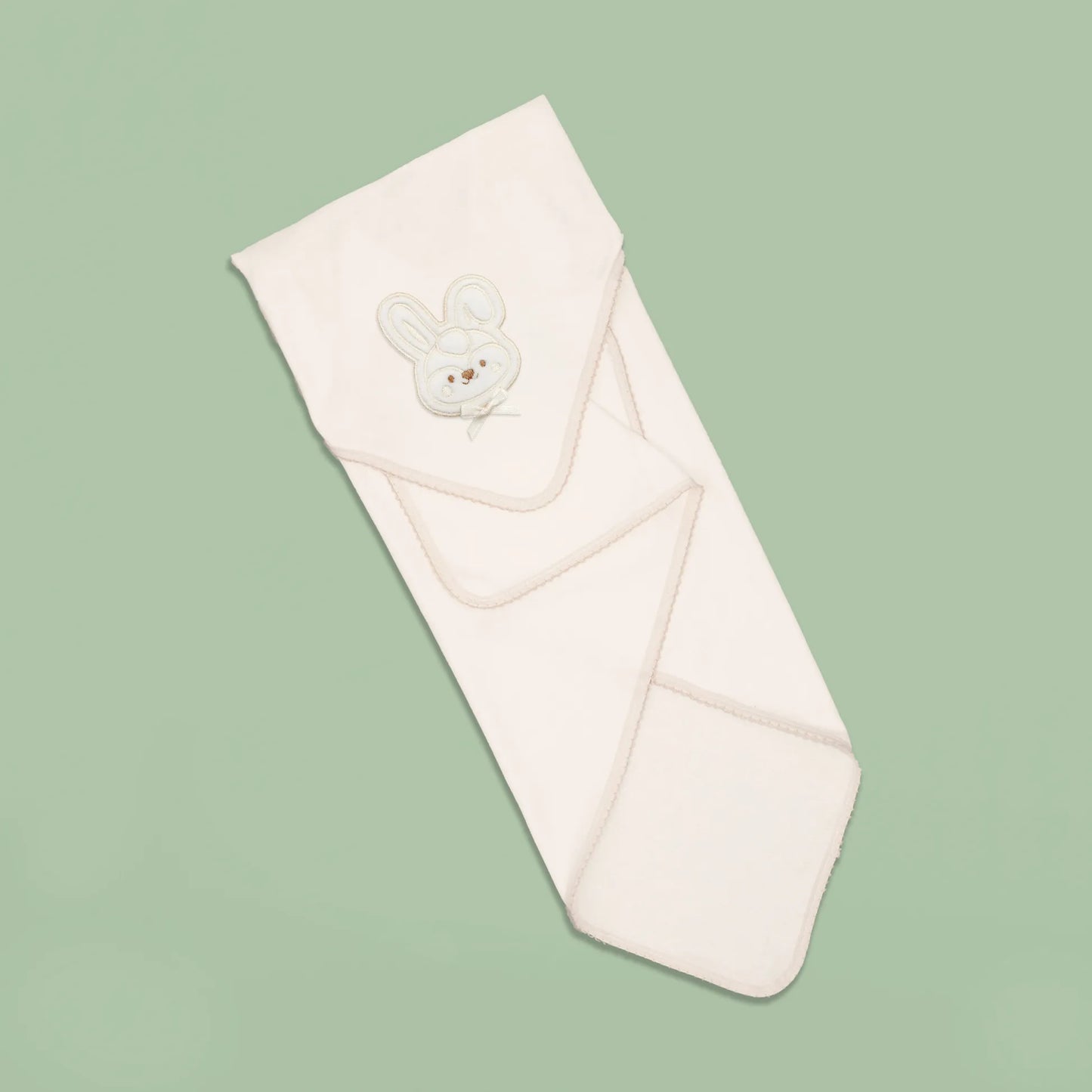 Paño para eructar con motivo de conejo en relieve perla