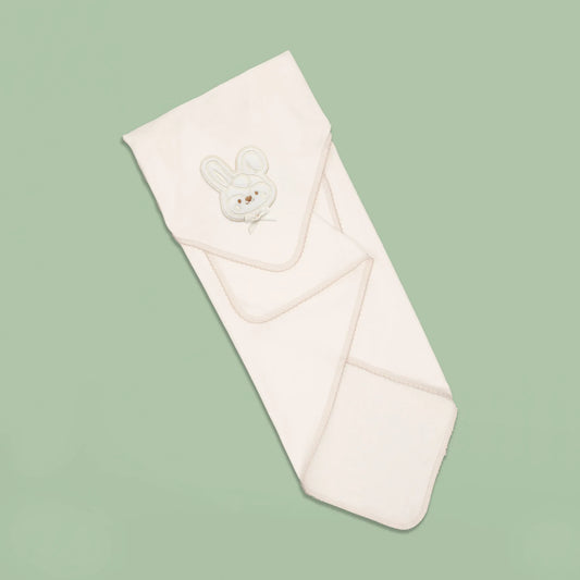 Paño para eructar con motivo de conejo en relieve perla