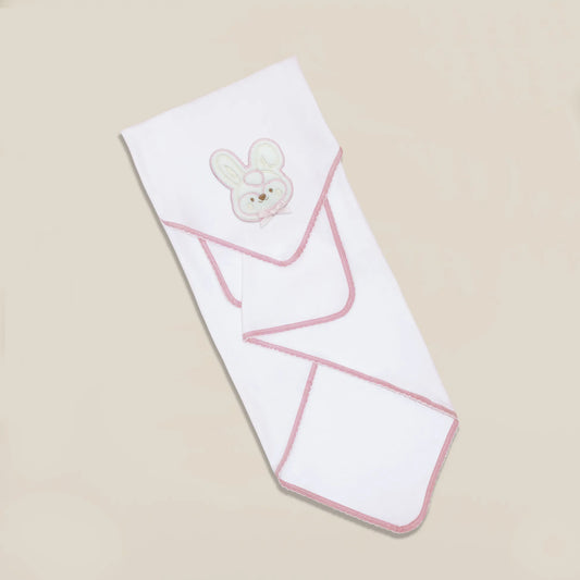 Paño para eructar con motivo de conejo en relieve rosa