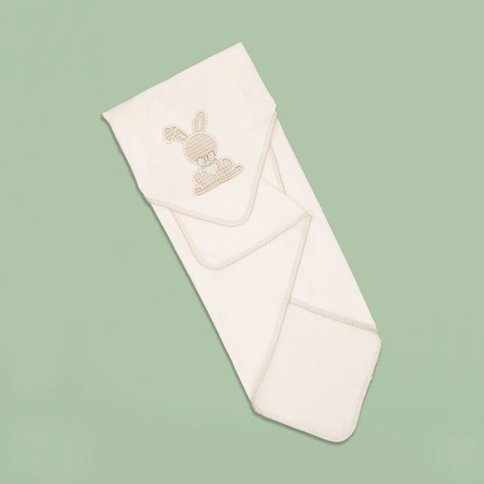 Paño para eructar con motivo de conejo waffle perla