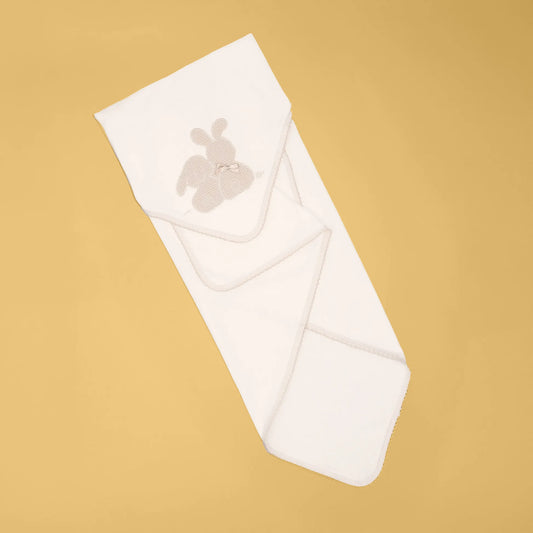 Paño para eructar con motivo de conejos de punto y lazito perla