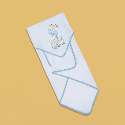 Paño para eructar con motivo de jirafa y osito azul