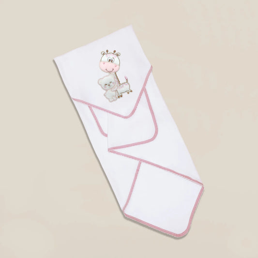 Paño para eructar con motivo de jirafa y osito rosa