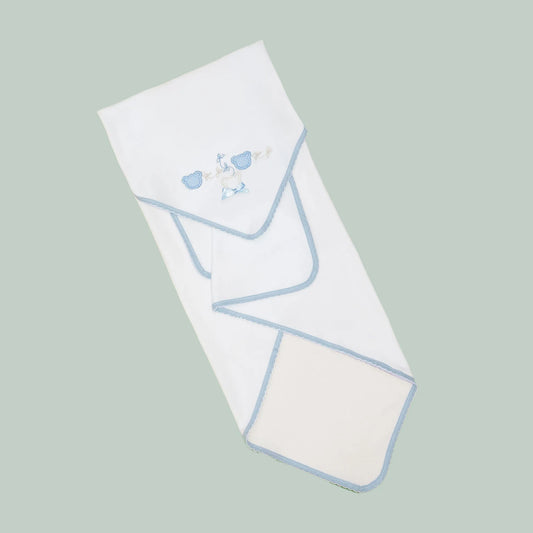 Paño para eructar con motivo de ositos con lunares azul