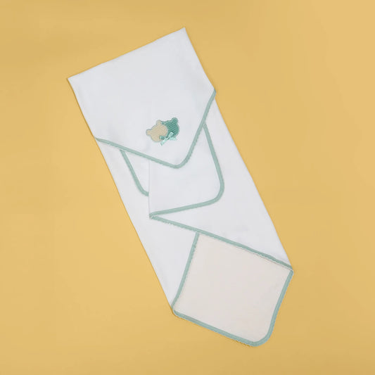 Paño para eructar con motivo de ositos de punto y lazito verde
