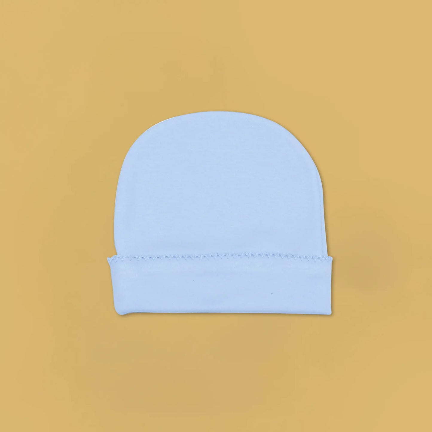 Gorro con puntilla en el doblez azul